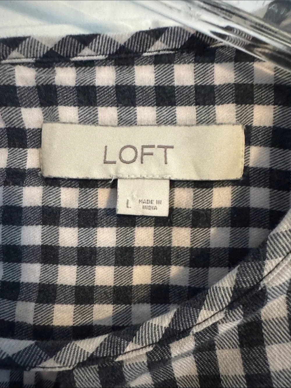 LOFT Black and White Gingham Blouse